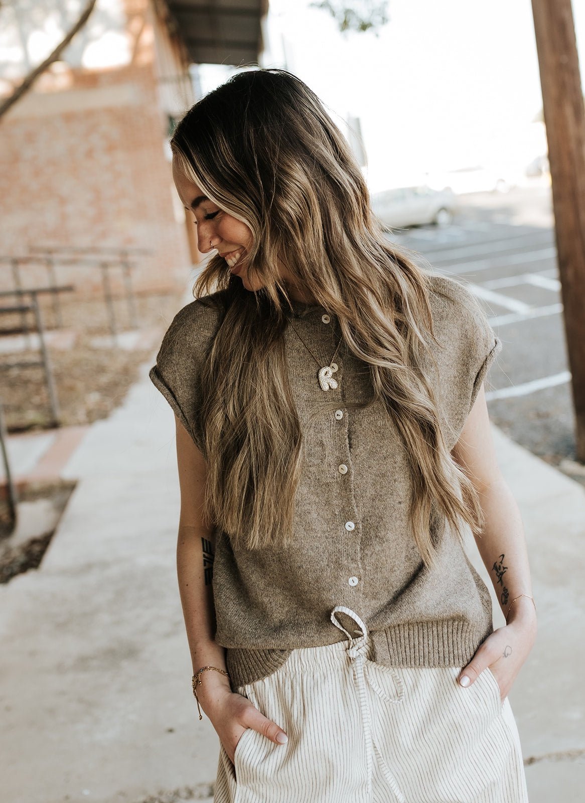 Mocha Sweater Vest Cardigan TBW13702 - Southern Soule Designs