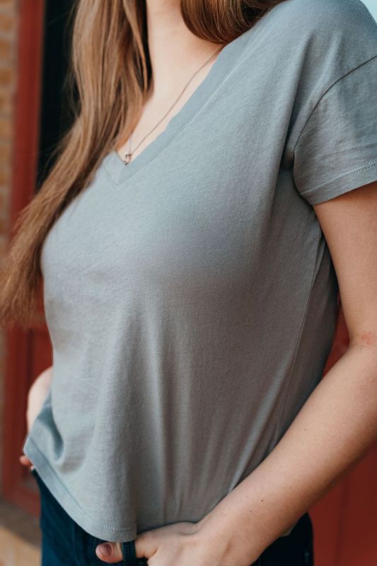 Modern V - Neck Tee Graphite Grey ZT251491 - Southern Soule Designs