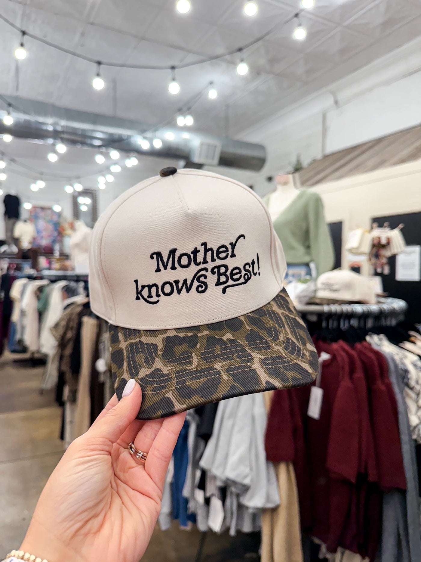 Mother Knows Best Cream/Leopard Cap - Southern Soule Designs