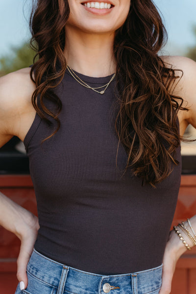 MT9737 DK Grey Slvless Bodysuit - Southern Soule Designs