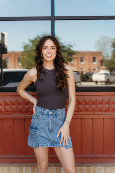 MT9737 DK Grey Slvless Bodysuit - Southern Soule Designs