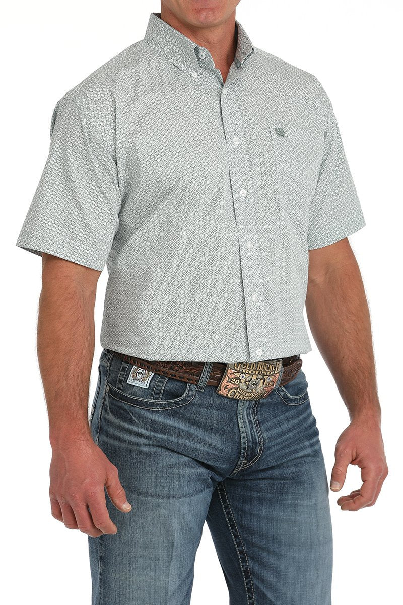 Cinch Men's Medallion Print Short Sleeve Shirt Green MTW1111474