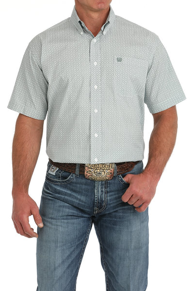 Cinch Men's Medallion Print Short Sleeve Shirt Green MTW1111474