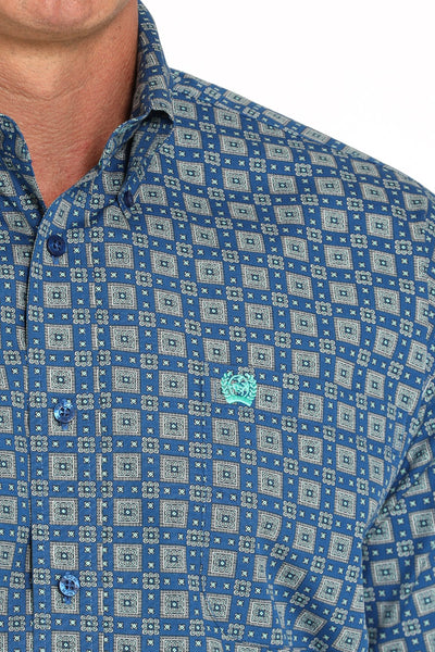 Cinch Men's Medallion Print Short Sleeve Shirt Royal MTW1111486