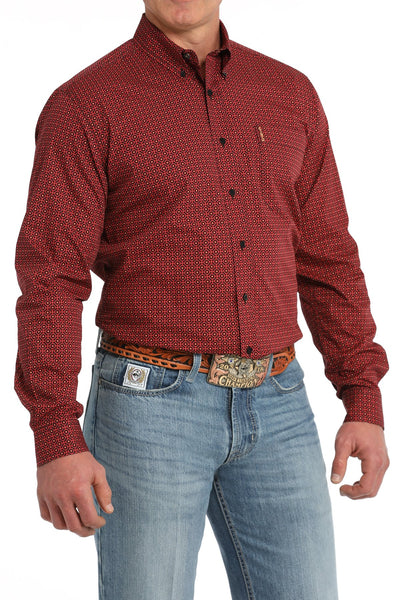 Cinch MNS Long Sleeve Print Modern Fit Red MTW1347118