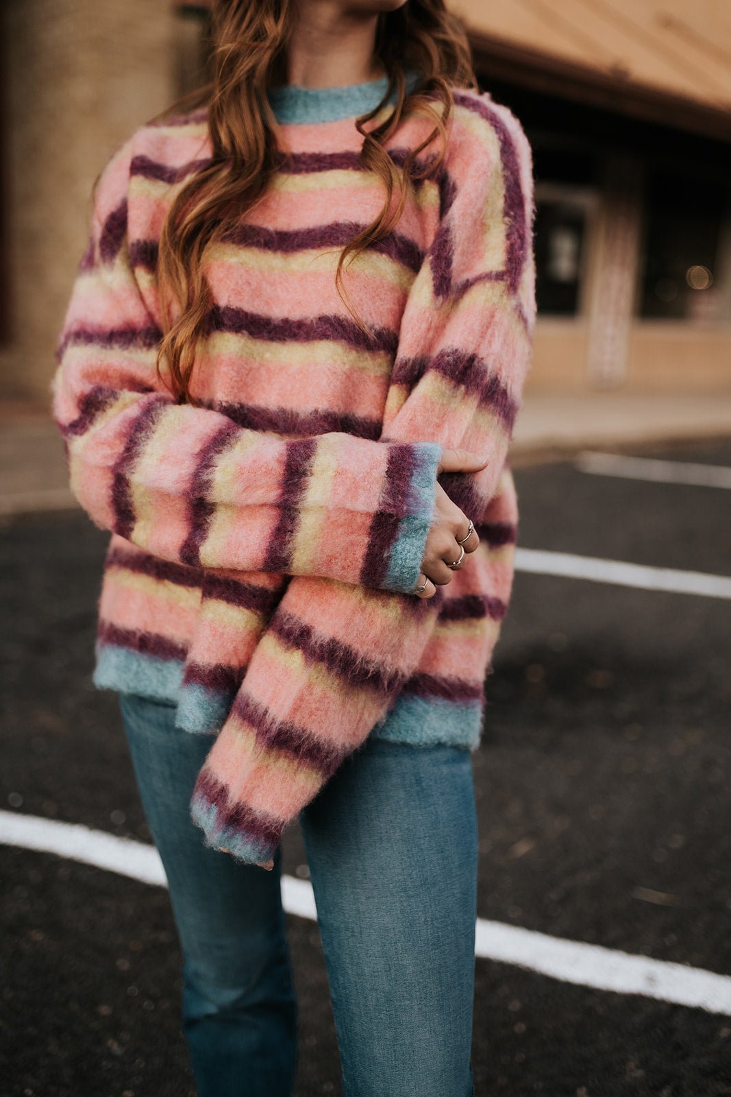 Multi Color Brushed Effect Sweater T5706 - Southern Soule Designs