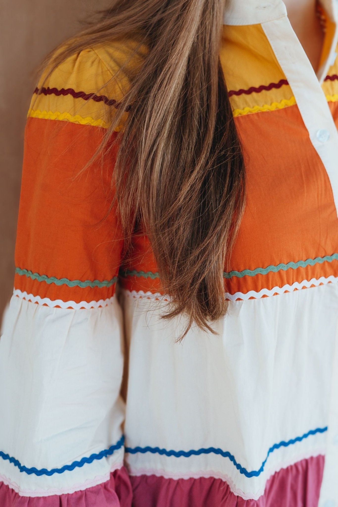 Multi Color Ric - Rac Trim Mini Dress D - 10266 - H - Southern Soule Designs