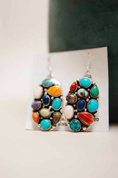 Multi Color Stone Oval Earrings - Southern Soule Designs