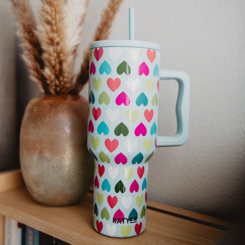 Multicolored Hearts Mint Tumbler - Southern Soule Designs