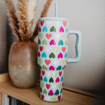 Multicolored Hearts Mint Tumbler - Southern Soule Designs