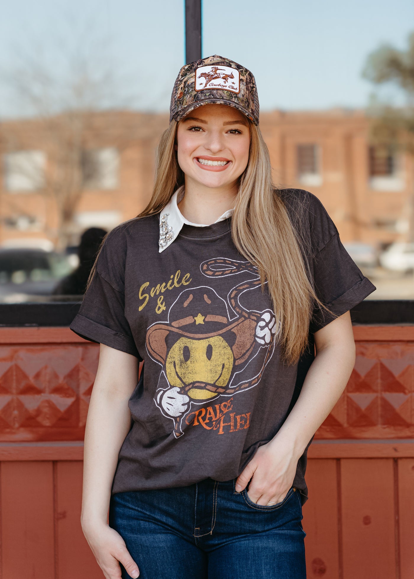 Girl Dangerous Smile & Raise Hell Black Tee