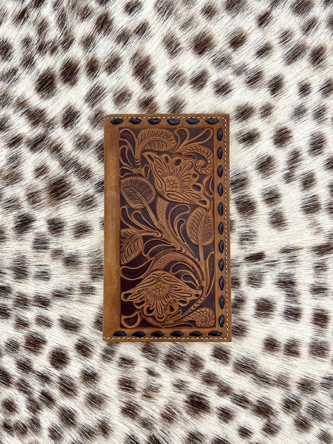 N500014002 Nocona Western Men's Rodeo Floral Tooled Brown Wallet - Southern Soule Designs