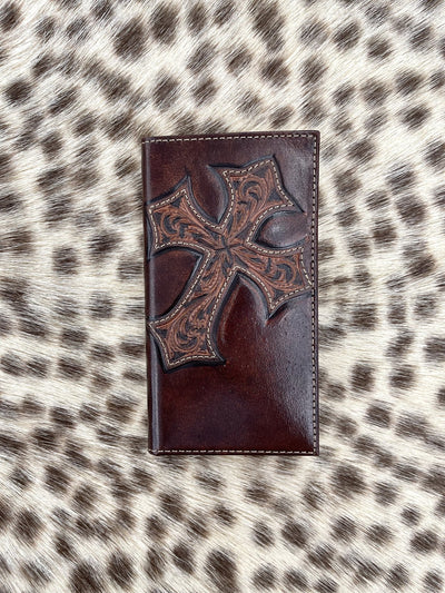 N5487044 Nocona Dark Brown Diagonal Cross Men's Rodeo Wallet/Checkbook Cover - Southern Soule Designs