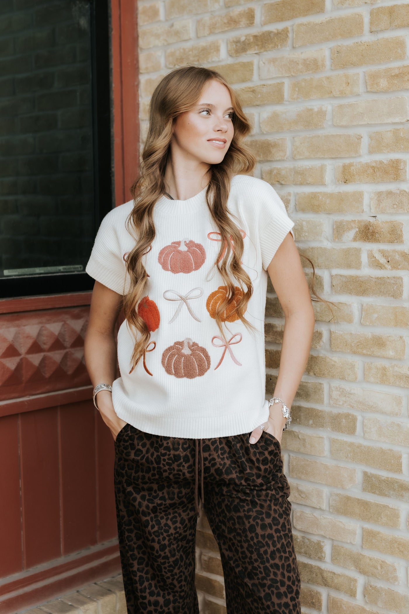Josie Pumpkin Rows Sweater
