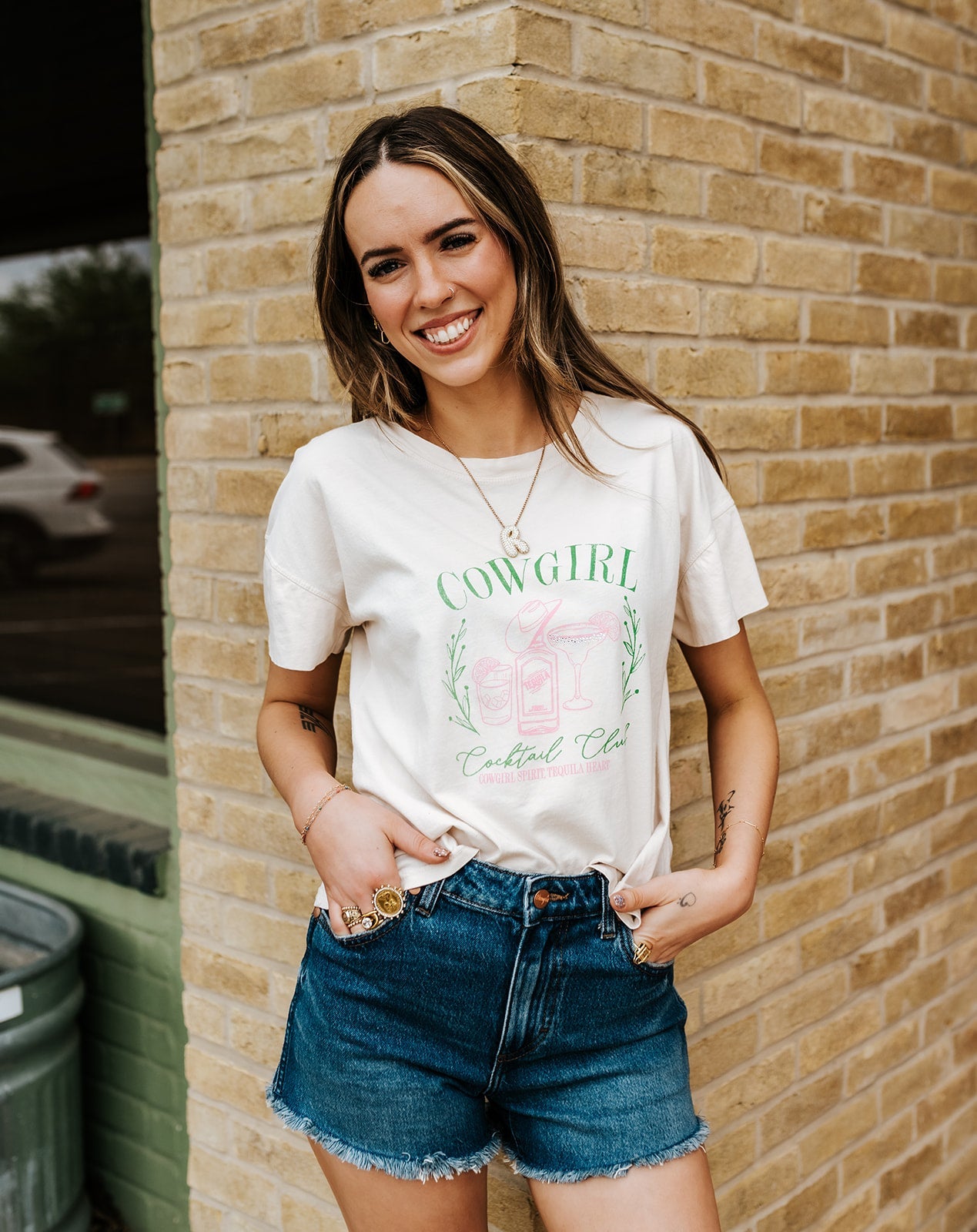 Natural Cowgirl Cocktail Clun Hi - Low Tee - Southern Soule Designs