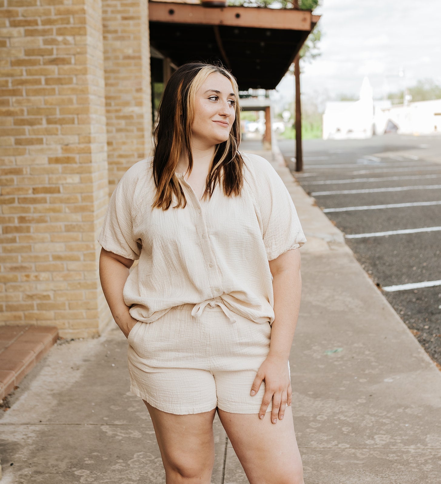 Natural Elastic Shorts DGC3062 - Southern Soule Designs