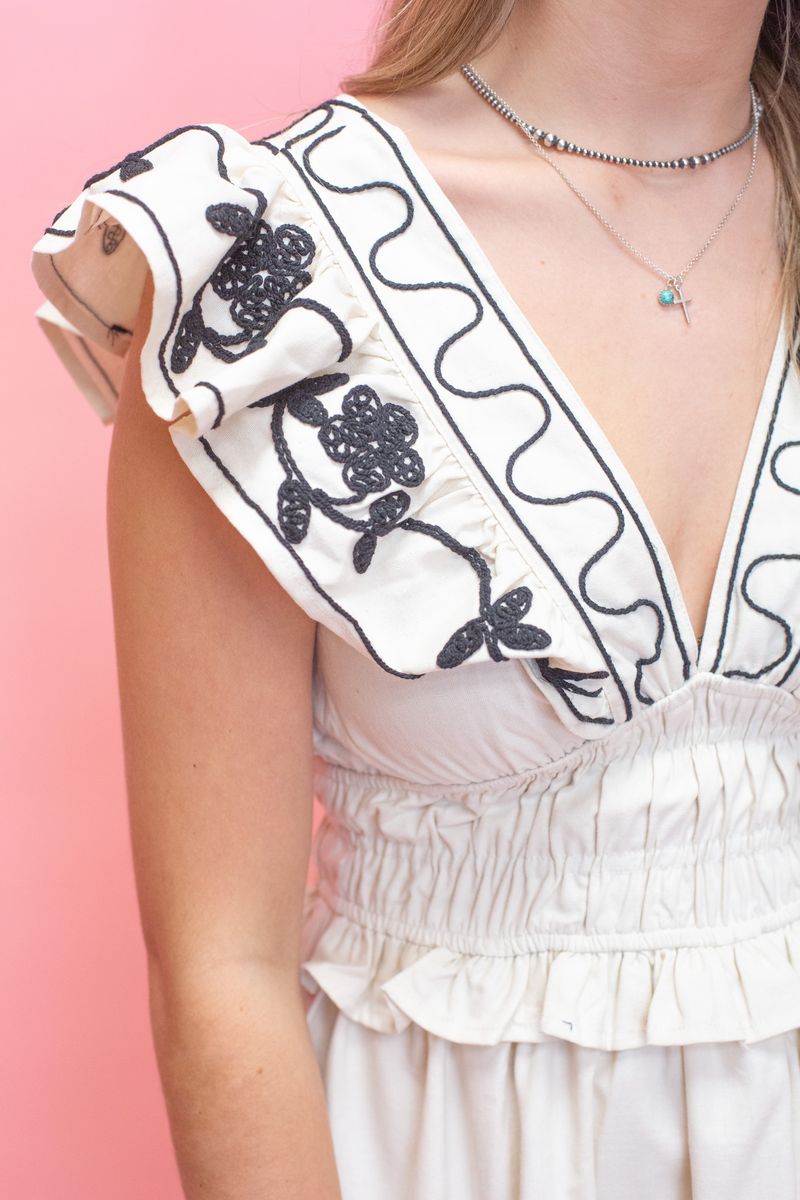 Natural Floral Embroid Dress - Southern Soule Designs