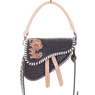 Natural Floral Saddle Purse SPB04 - Southern Soule Designs