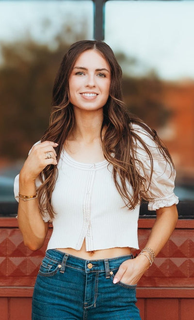 Natural Kora Puff Sleeve Blouse S1265T - Southern Soule Designs