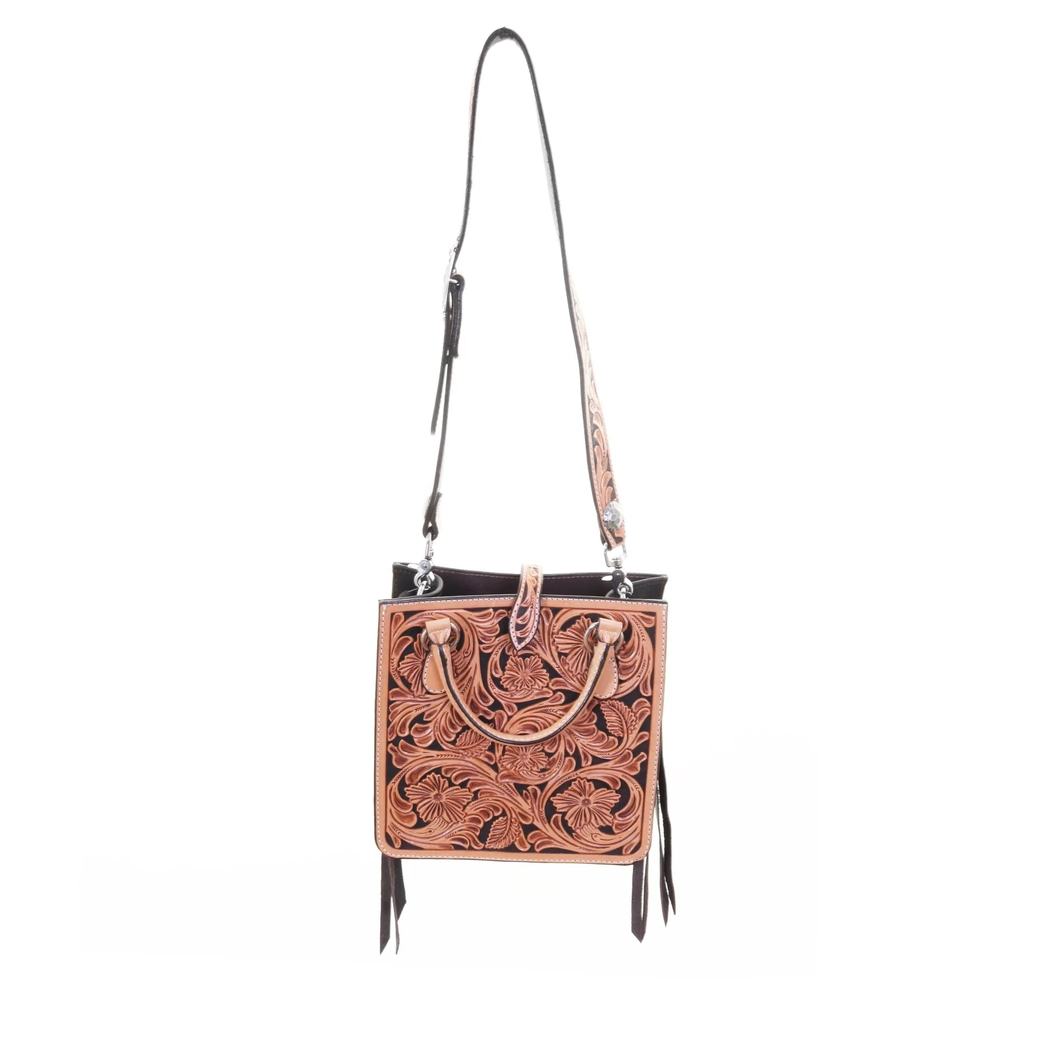 Natural Leather Square Tote SQT24 - Southern Soule Designs