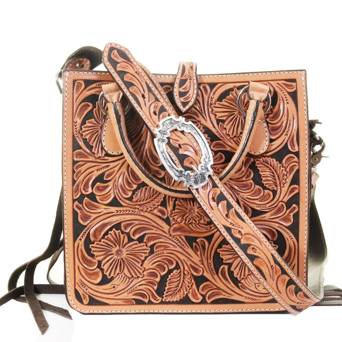 Natural Leather Square Tote SQT24 - Southern Soule Designs