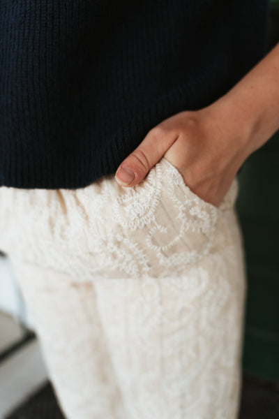 Natural Paisley Embroidered Pants BRP3497 - 1 - Southern Soule Designs