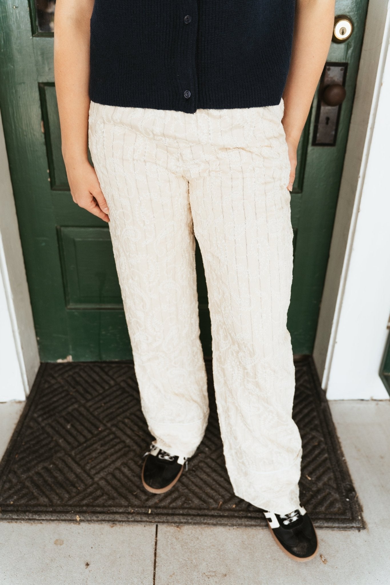 Natural Paisley Embroidered Pants BRP3497 - 1 - Southern Soule Designs