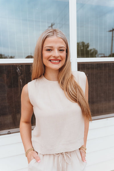 Natural Sleeveless Top and Short Set WL24 - 9965 - Southern Soule Designs