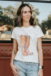 Natural Splatter Boots Hi - Lo Tee 10028 - ER129 - Southern Soule Designs