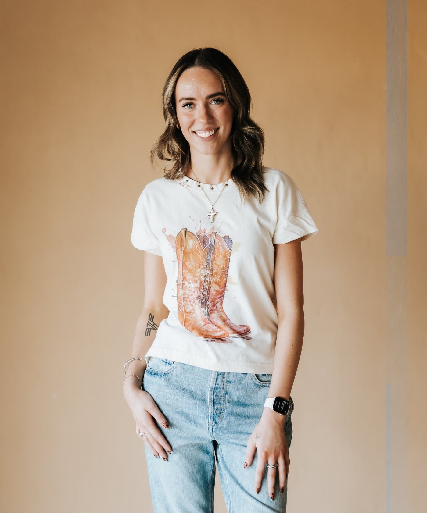 Natural Splatter Boots Hi - Lo Tee 10028 - ER129 - Southern Soule Designs