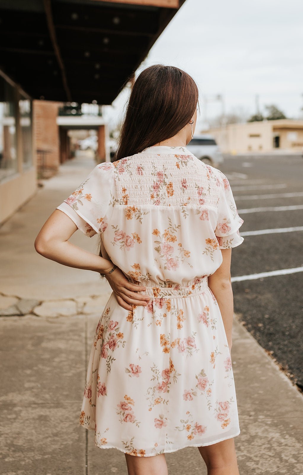 Natural/Dusty Rose Floral Smocked Mini Dress I - 73773WL - TLY - ZC - Southern Soule Designs