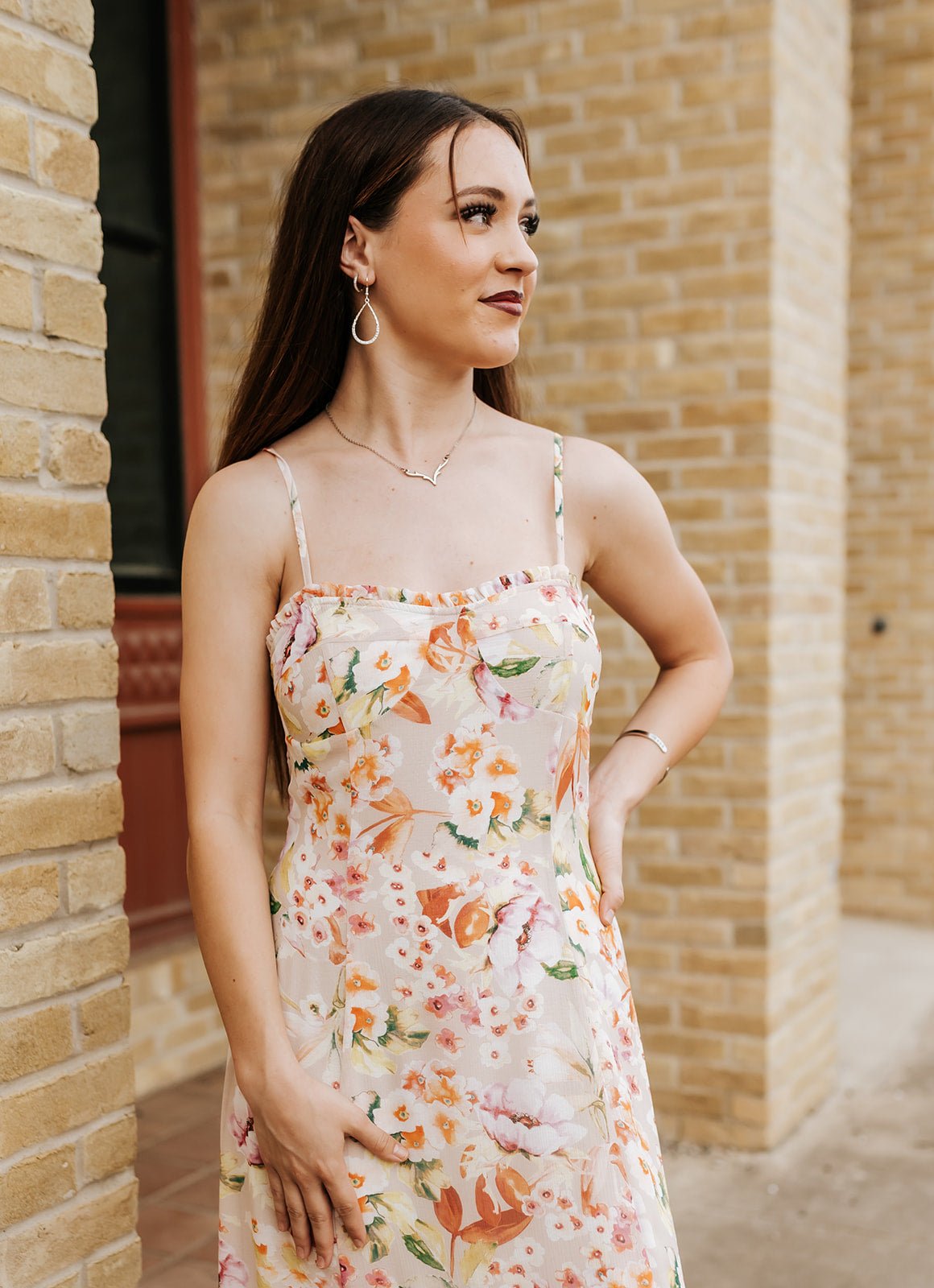 Natural/Fuchsia Spaghetti Strap Midi Dress I - 73782WL - TMV - Southern Soule Designs