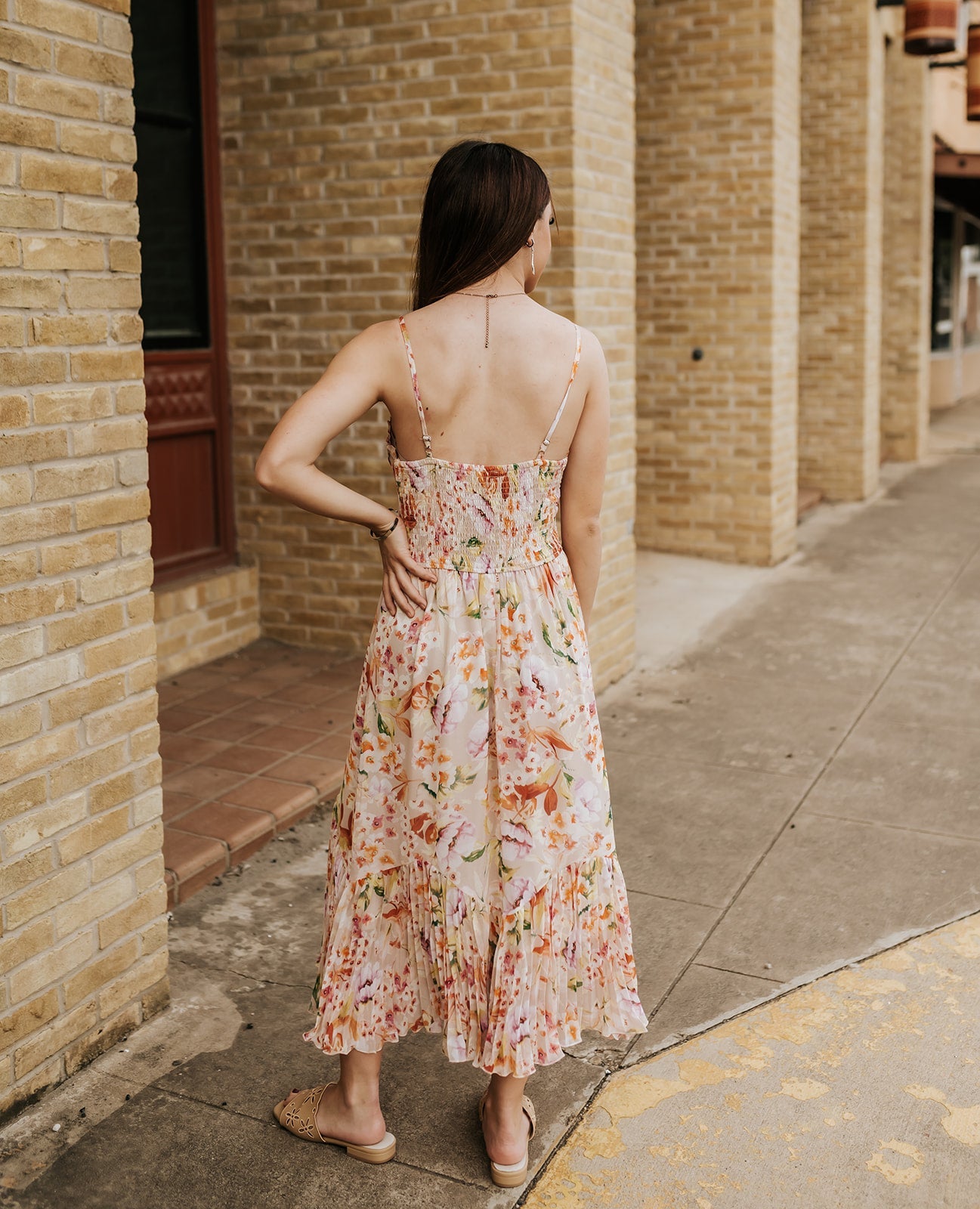 Natural/Fuchsia Spaghetti Strap Midi Dress I - 73782WL - TMV - Southern Soule Designs