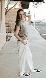 Natural/Mocha Striped Pants with Drawstring WL25 - 12248 - Southern Soule Designs