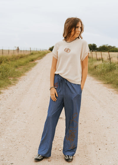 Natural/Rust Double Horseshoe Knit Top WL25 - 10916 - Southern Soule Designs