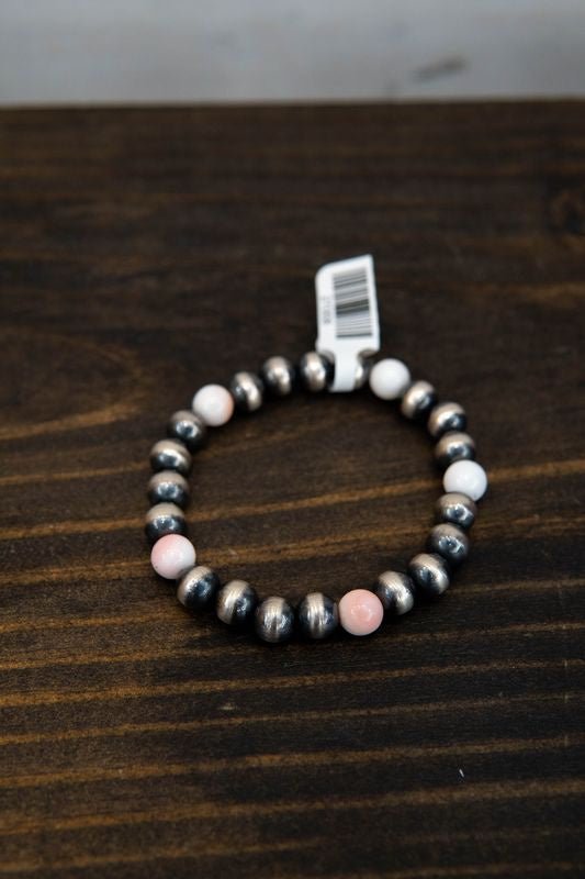 Navajo/Pink Conch Stretch Bracelet - Southern Soule Designs