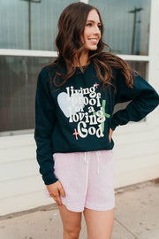 Navy Living Proof Crewneck - Southern Soule Designs