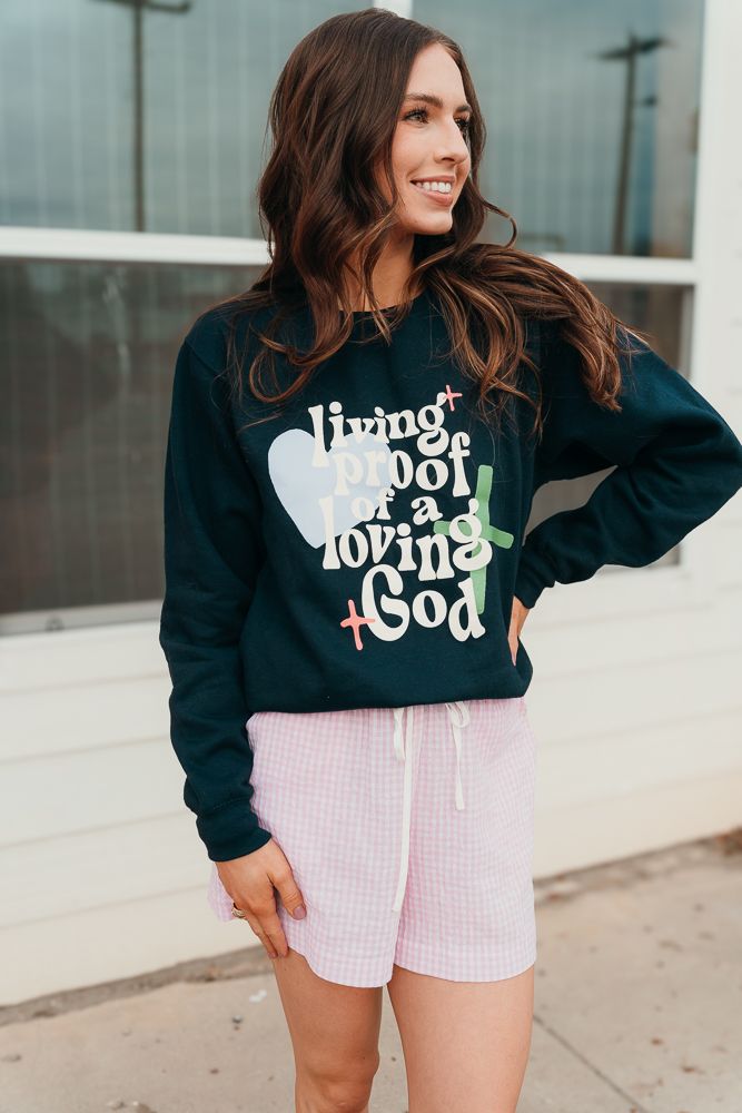 Navy Living Proof Crewneck - Southern Soule Designs