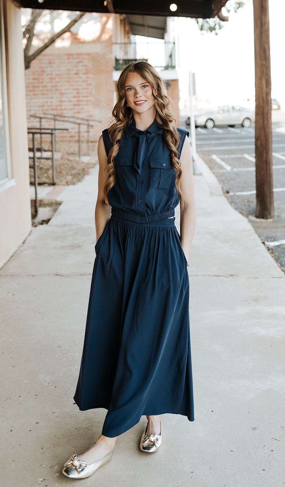 Navy Midi Skirt - Southern Soule Designs