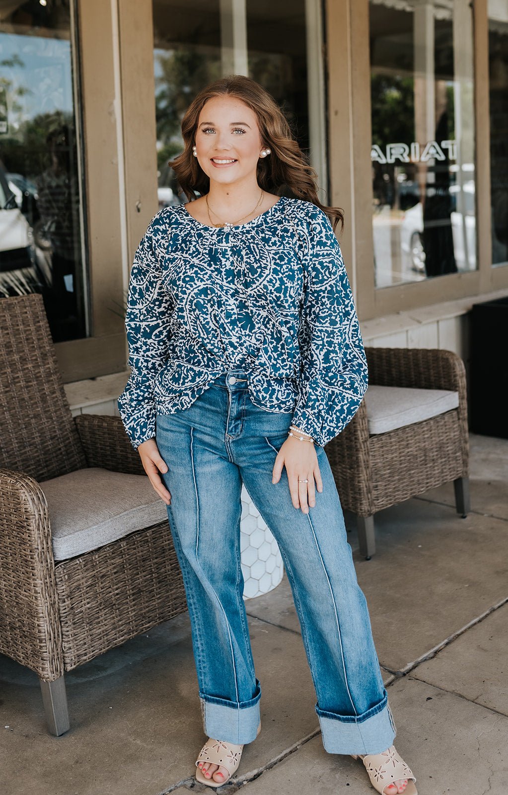 Navy Nomadia Button Up Top VOP11745 - Southern Soule Designs