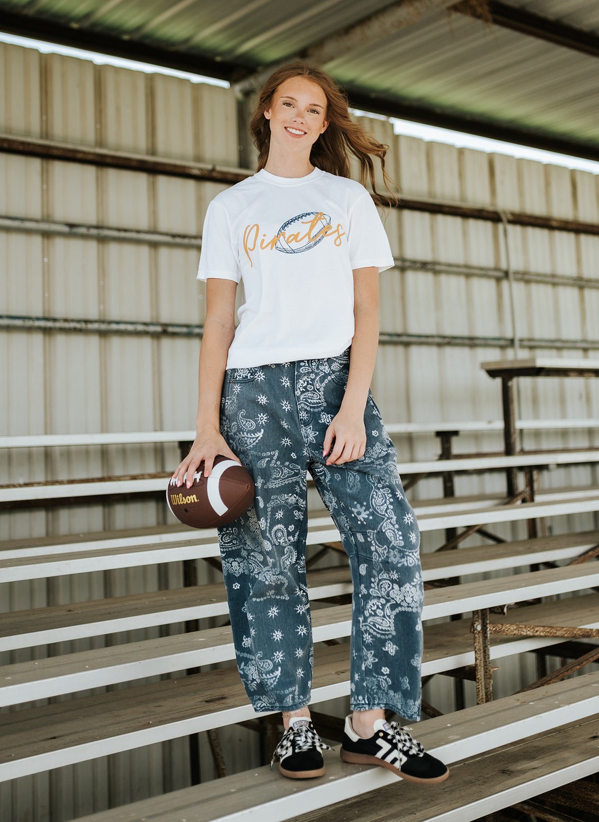 Navy Paisley Print Washed Pants P6317 - Southern Soule Designs