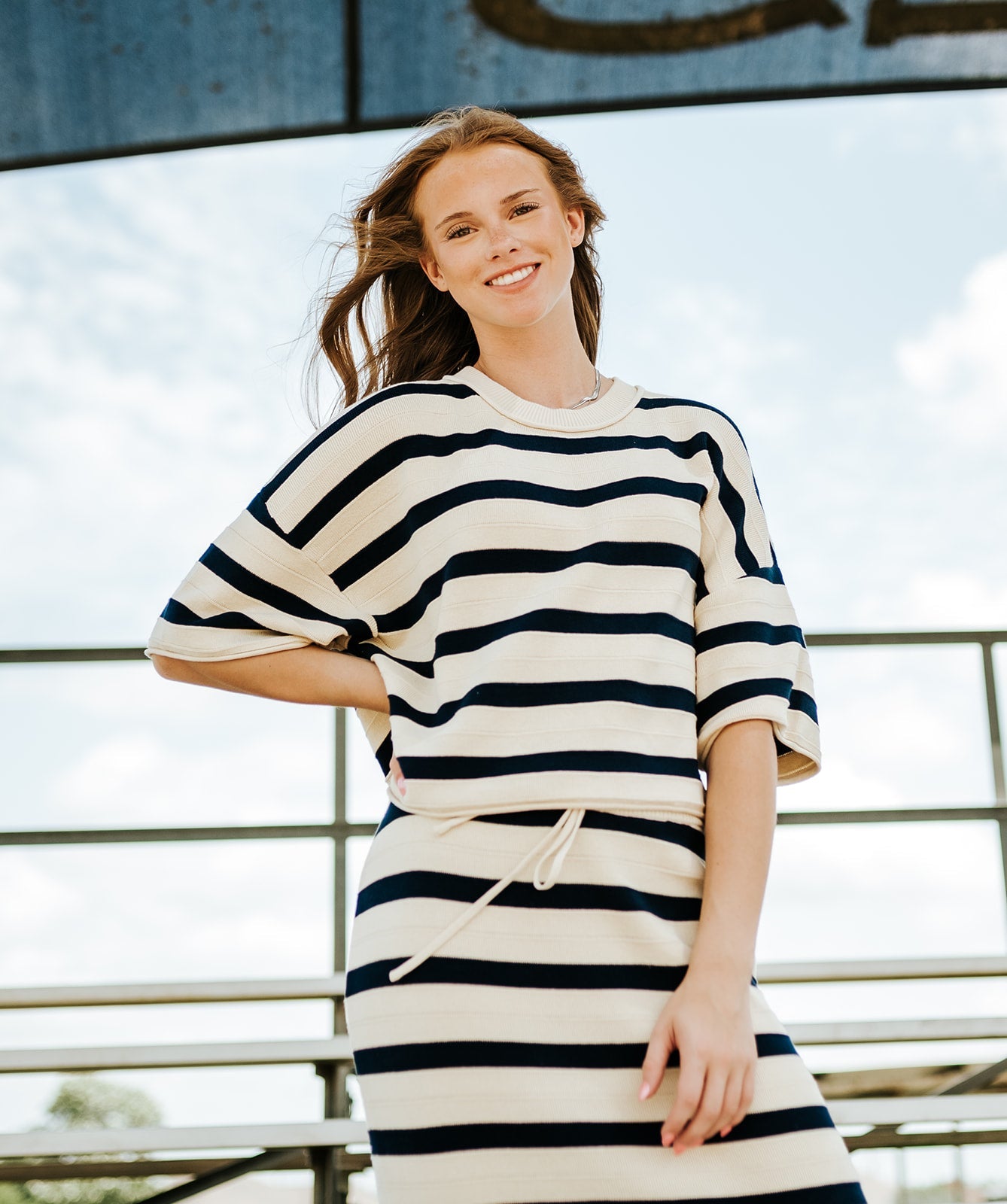 Navy Relaxed Stripe Sweater - J4360SW - Southern Soule Designs