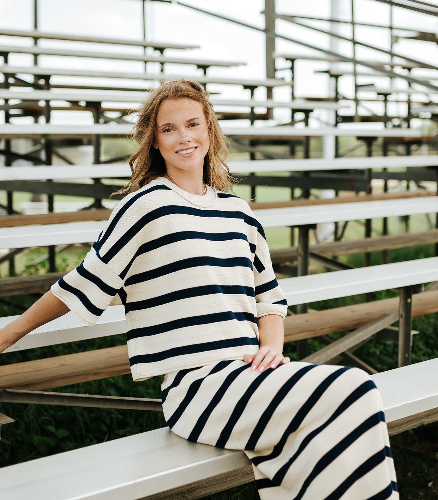 Navy Relaxed Stripe Sweater - J4360SW - Southern Soule Designs