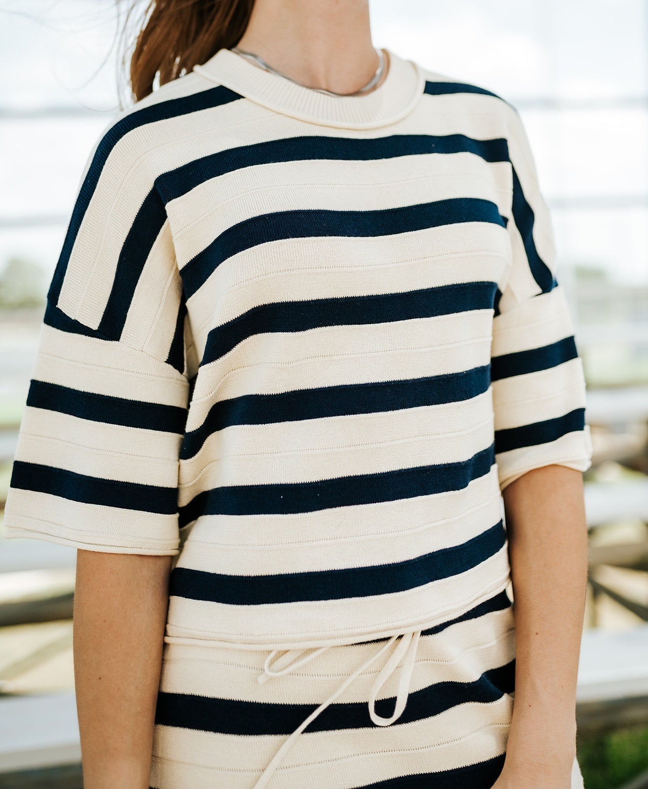Navy Relaxed Stripe Sweater - J4360SW - Southern Soule Designs