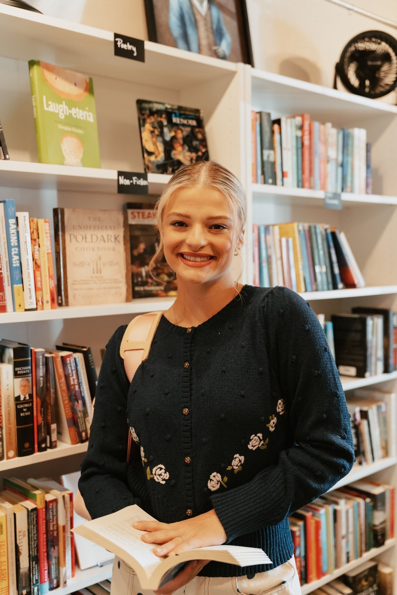 Navy Rose Embroidered Long Sleeve Cardigan IKJ200387 - 01 - Southern Soule Designs