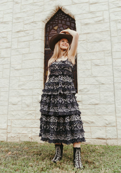 Navy Rumi Tiered Midi Dress S1277D - 3 - Southern Soule Designs