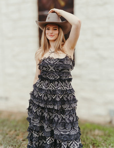 Navy Rumi Tiered Midi Dress S1277D - 3 - Southern Soule Designs