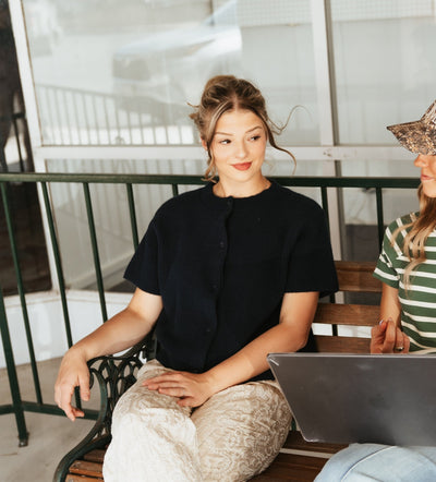 Navy Short Sleeve Cardigan SWJ2347 - Southern Soule Designs