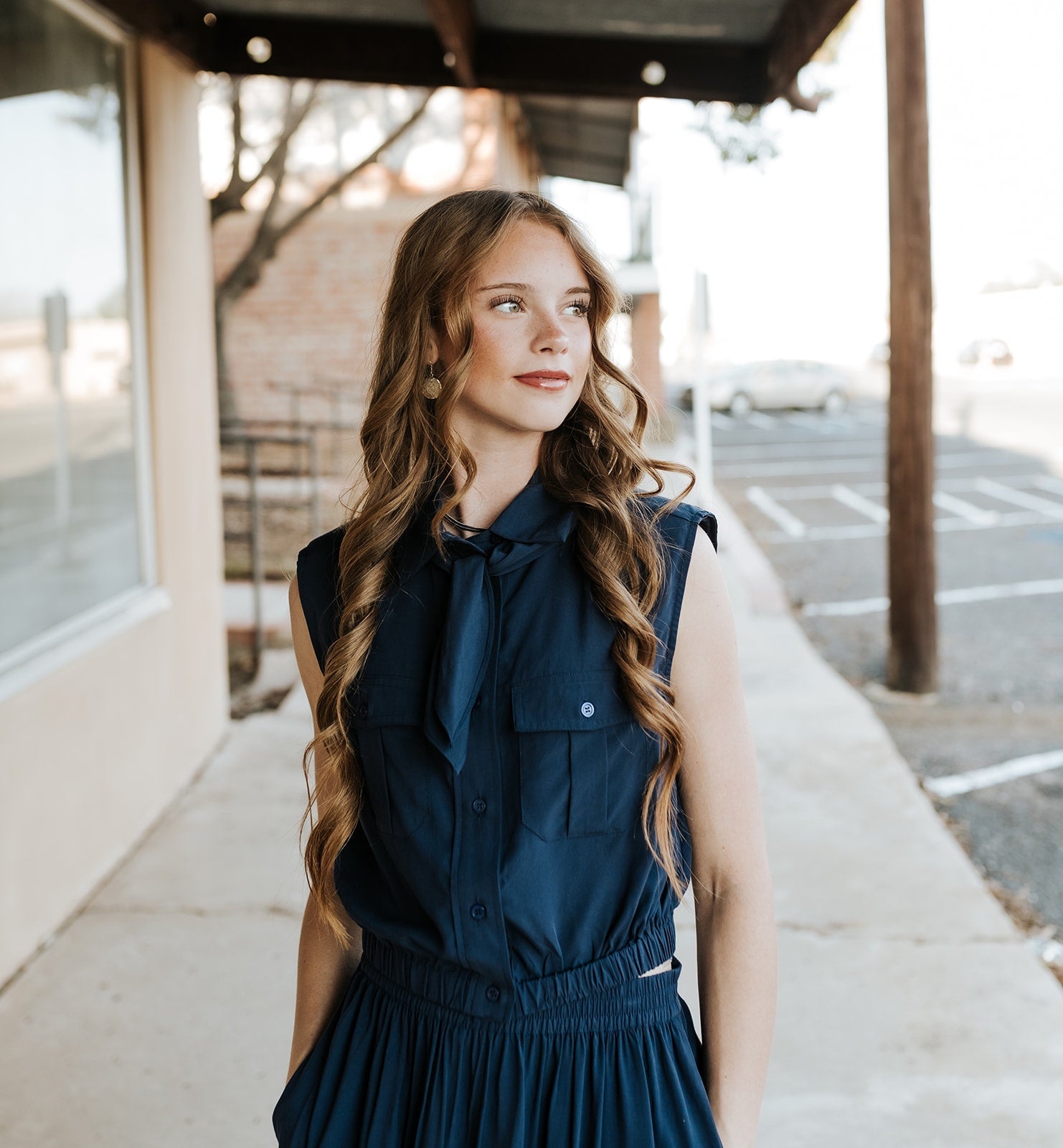Navy Sleeveless Collared Crop Top - Southern Soule Designs