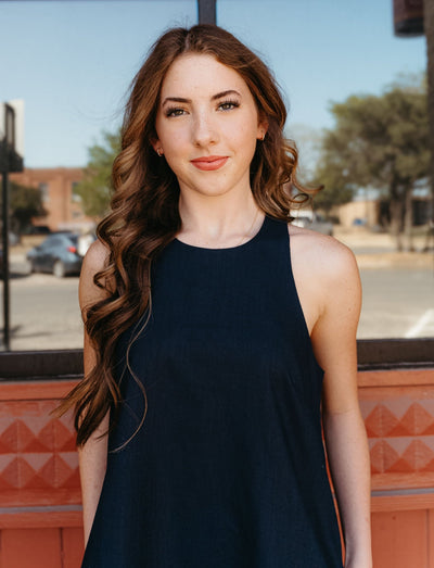 Navy Sleeveless Dress with Pockets D4550 - Southern Soule Designs